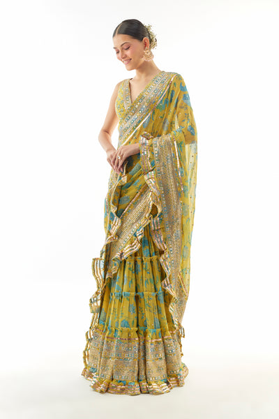 Gopi Vaid Aanchal Saree Set Indian designer wear online shopping melange singapore