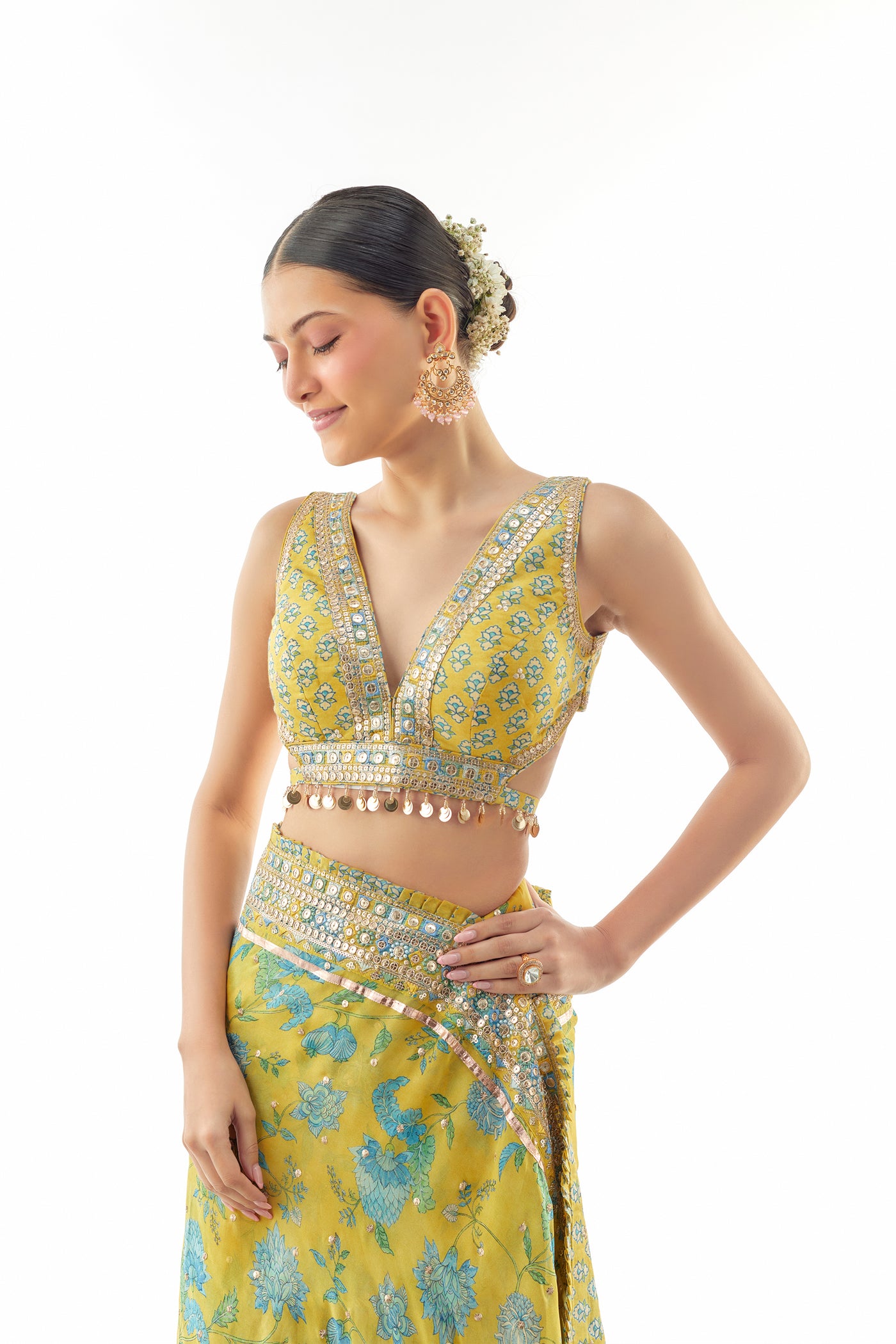Gopi Vaid Aanchal Saree Set Indian designer wear online shopping melange singapore