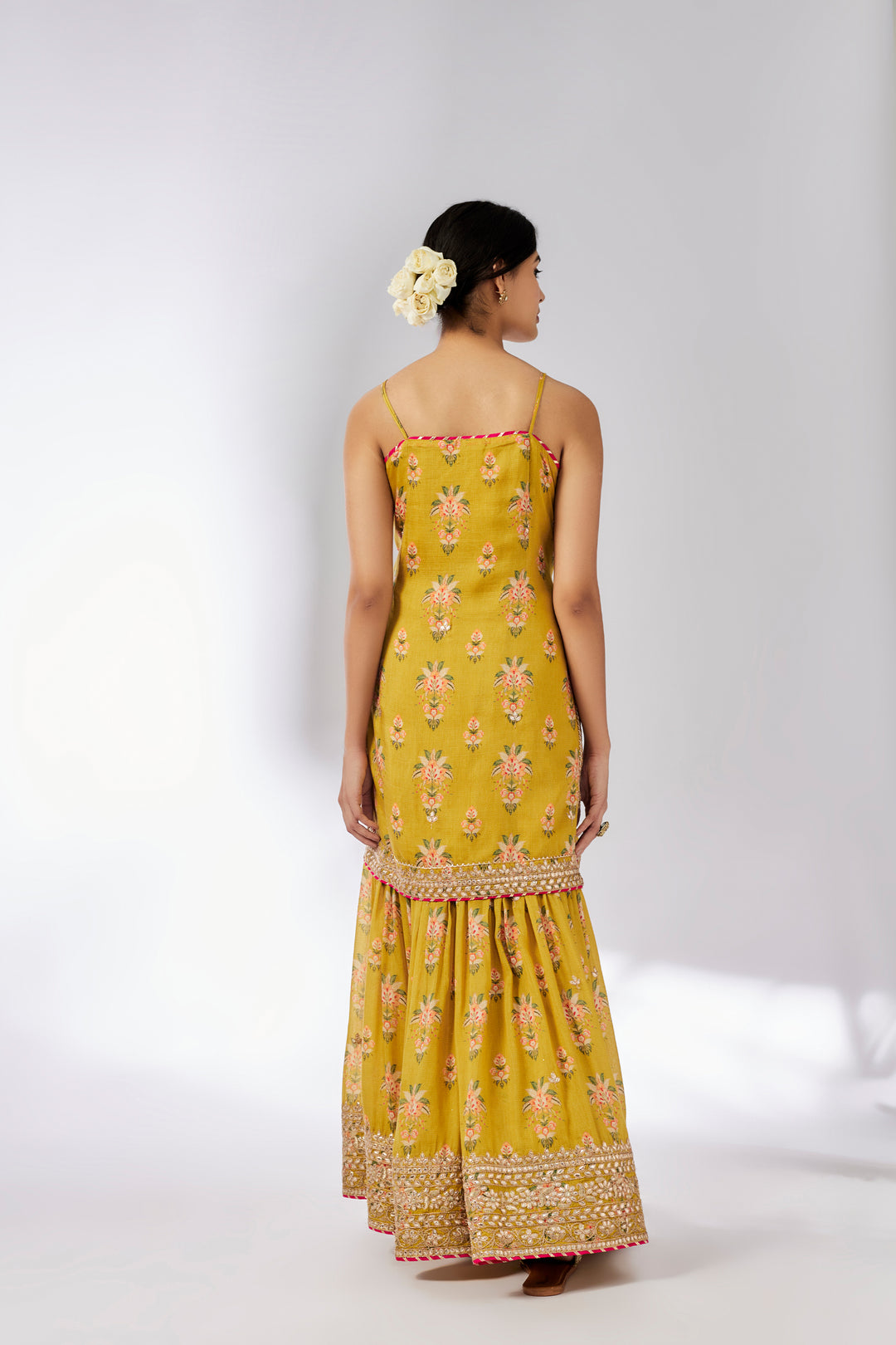 Advika Strappy Sharara Set Mustard