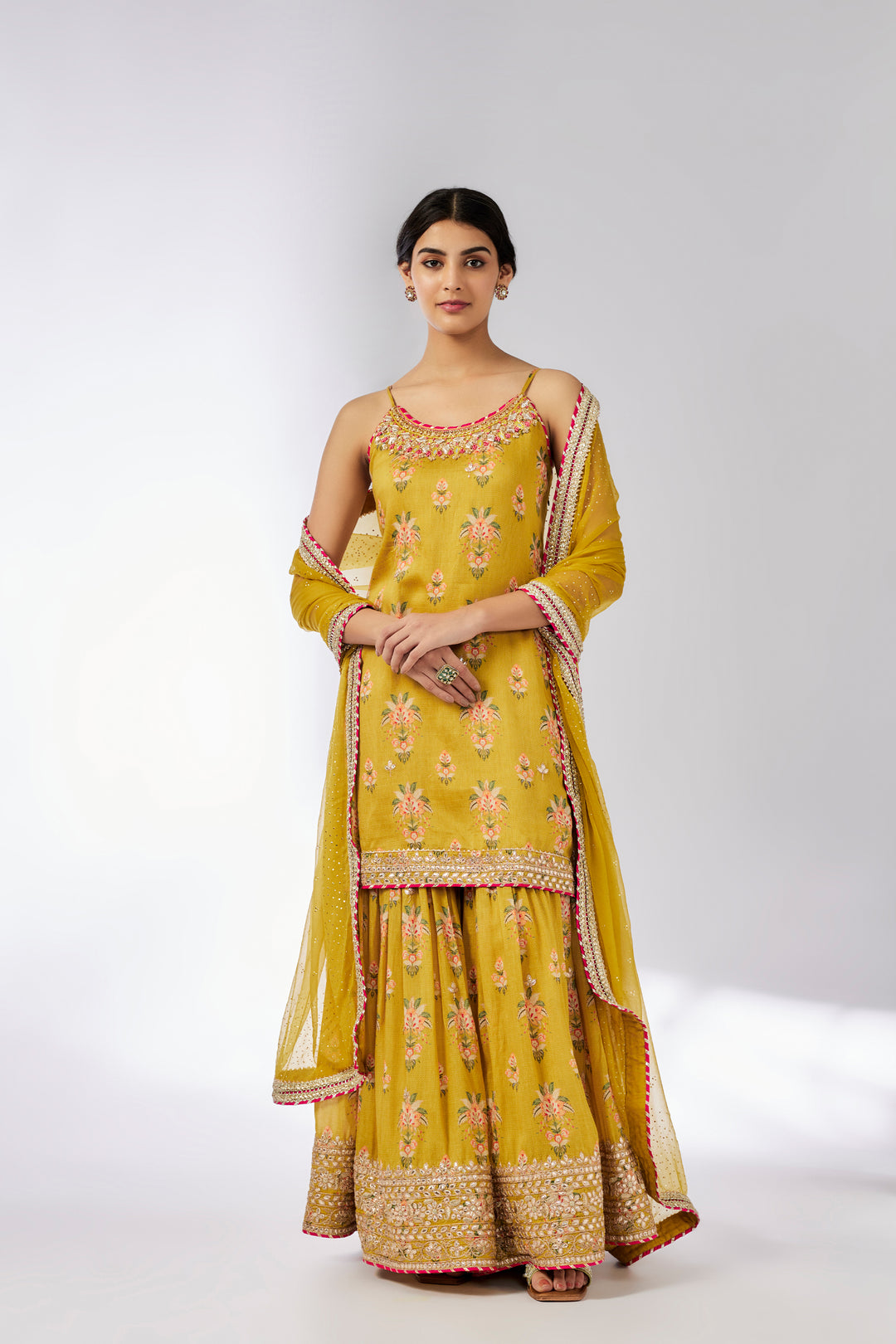 Advika Strappy Sharara Set Mustard