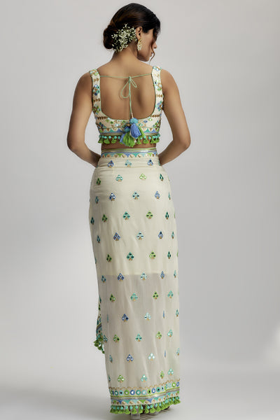 Gopi Vaid Amina Drape Skirt Set indian designer wear online shopping melange singapore