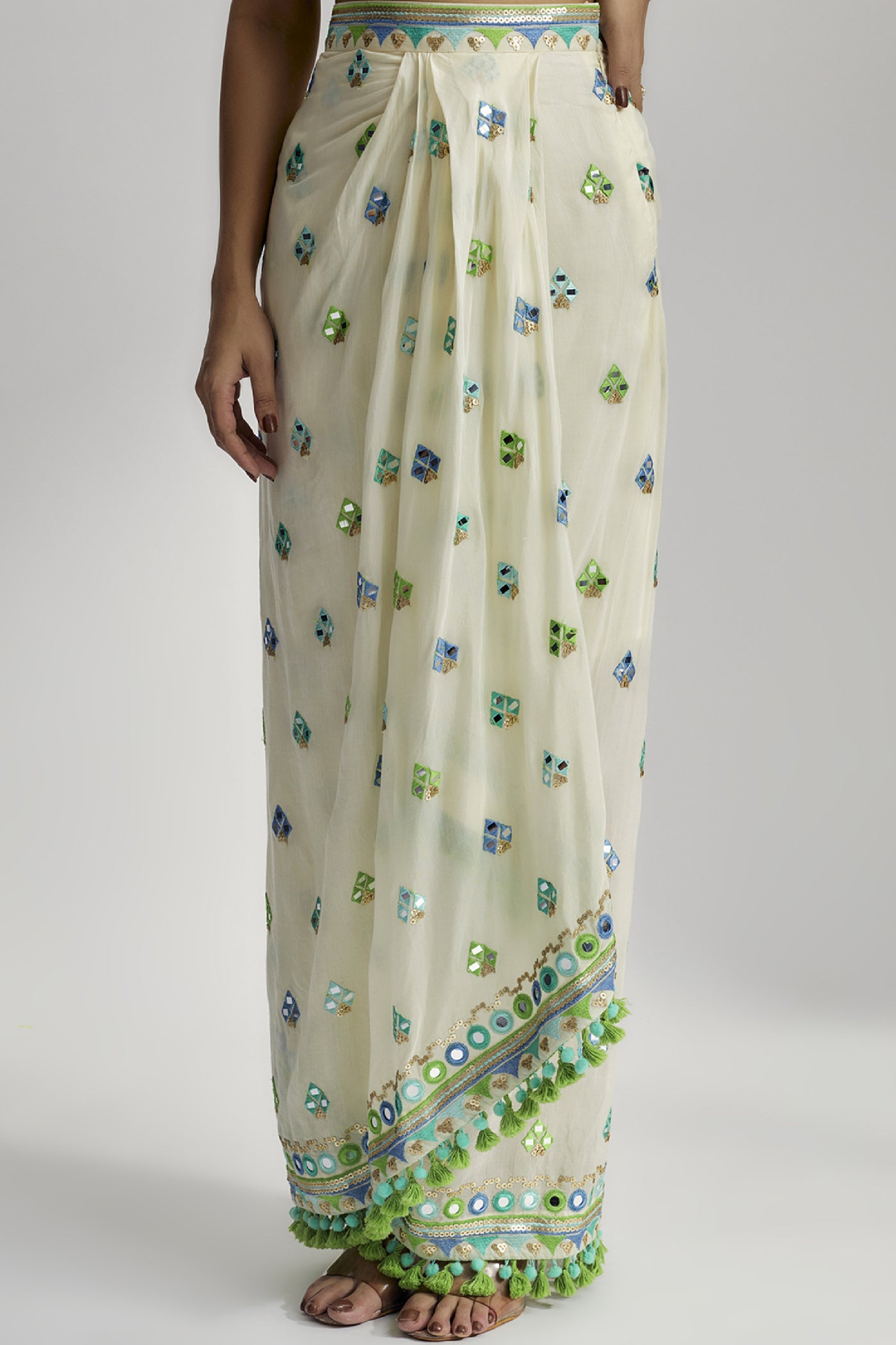Gopi Vaid Amina Drape Skirt Set indian designer wear online shopping melange singapore