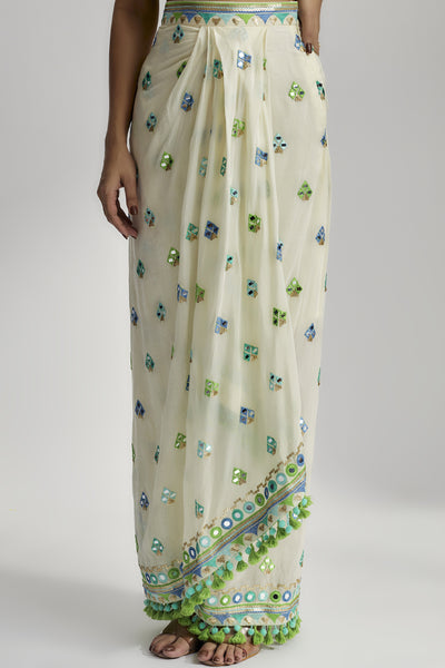 Gopi Vaid Amina Drape Skirt Set indian designer wear online shopping melange singapore