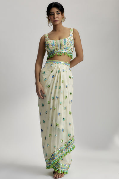 Gopi Vaid Amina Drape Skirt Set indian designer wear online shopping melange singapore