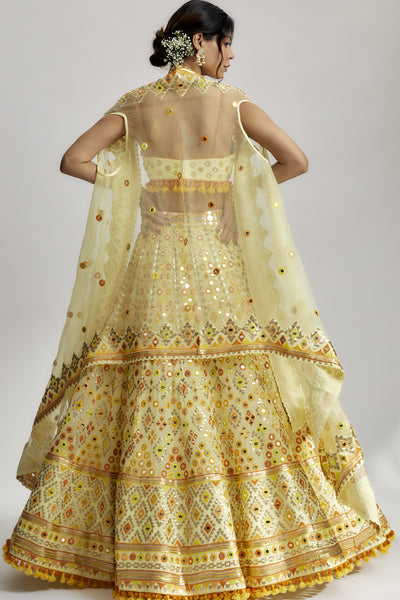 Gopi Vaid Ashi Lehenga Set With Cape Indian designer wear online shopping melange singapore