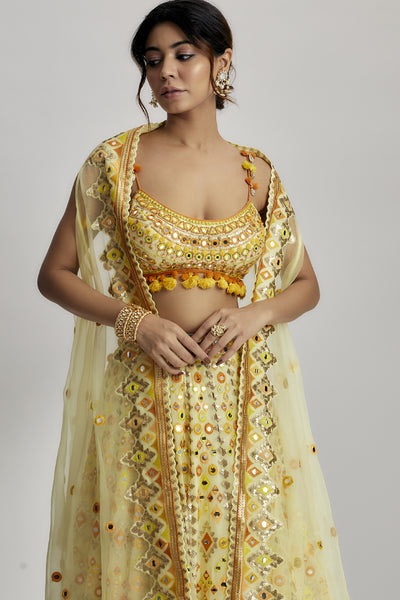 Gopi Vaid Ashi Lehenga Set With Cape Indian designer wear online shopping melange singapore