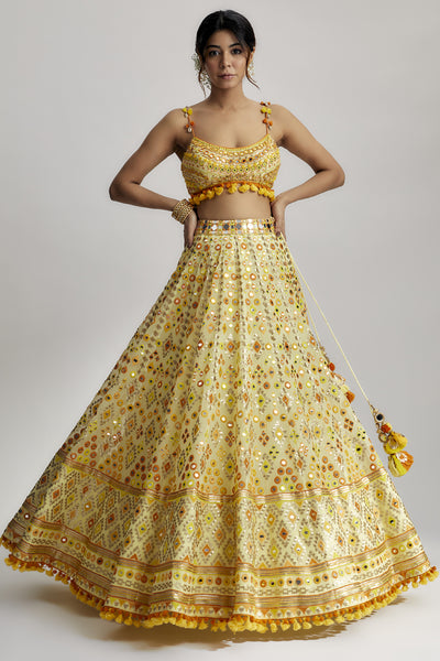 Gopi Vaid Ashi Lehenga Set With Cape Indian designer wear online shopping melange singapore