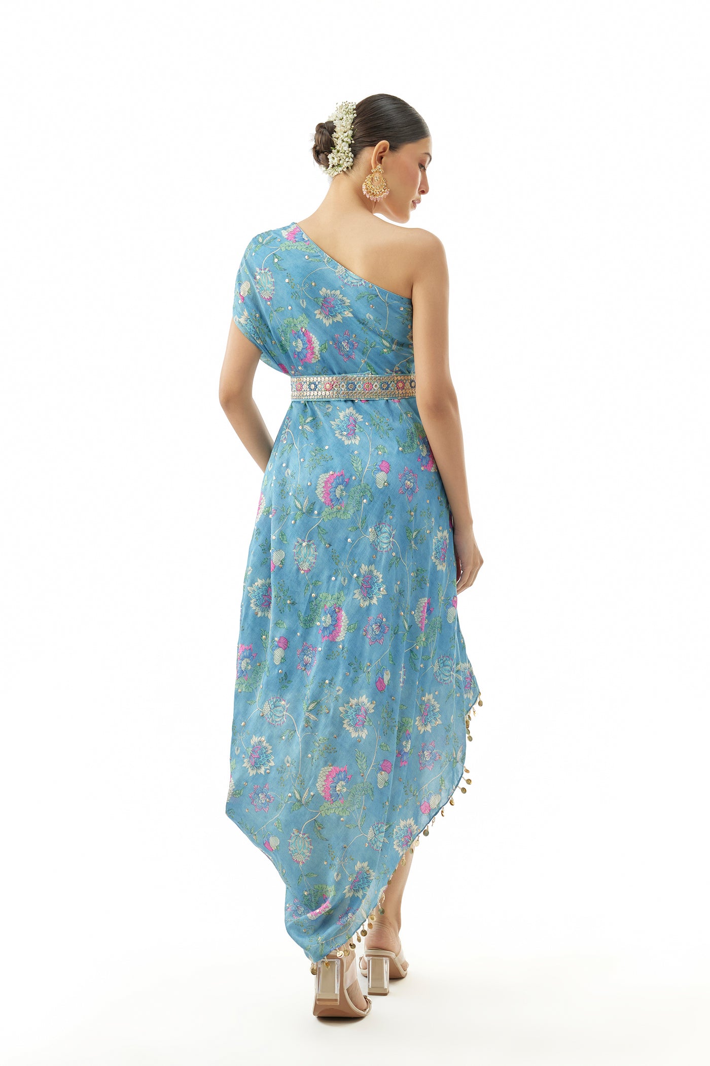 Gopi Vaid One shoulder Dress indian designer wear online shopping melange singapore