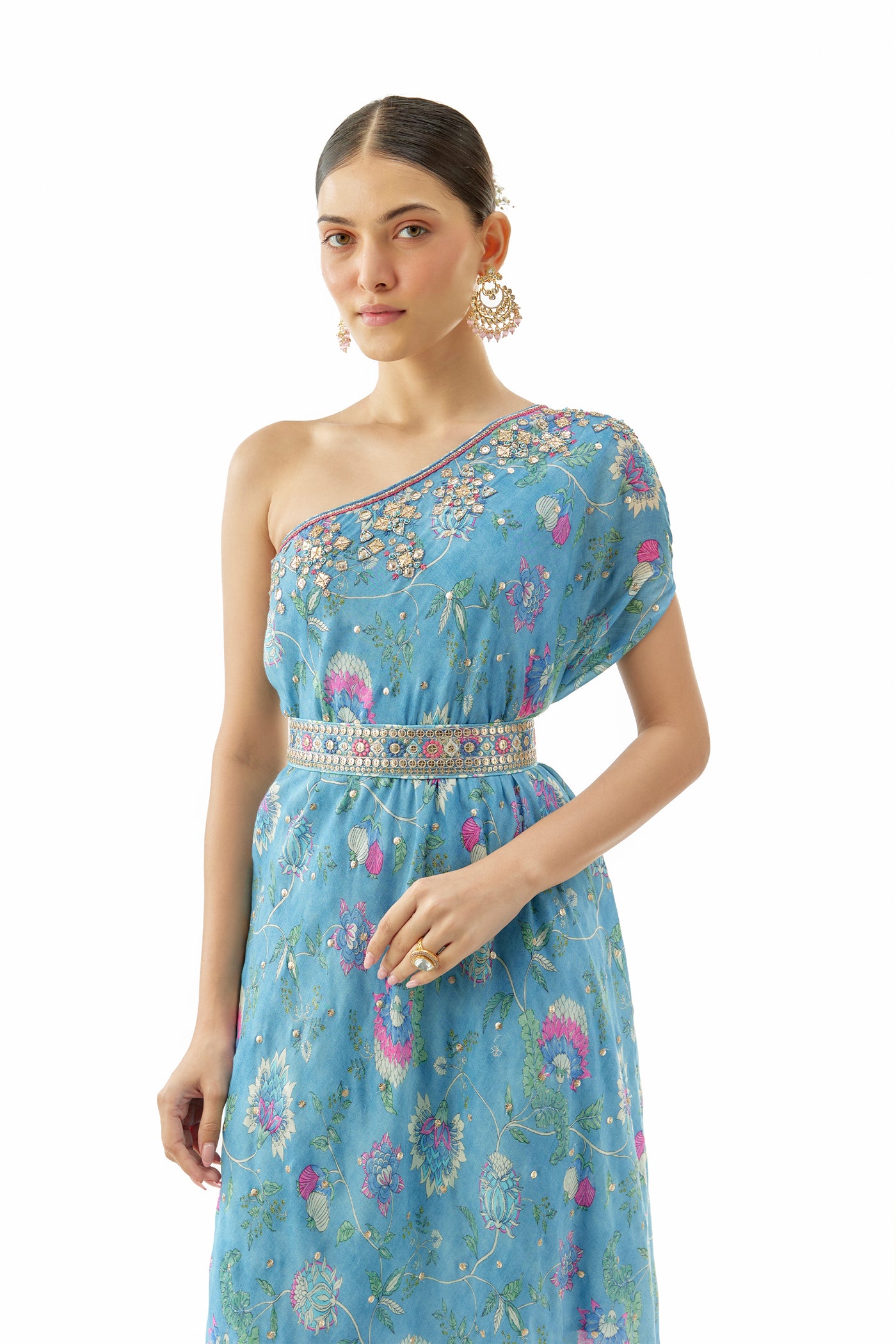 Gopi Vaid One shoulder Dress indian designer wear online shopping melange singapore