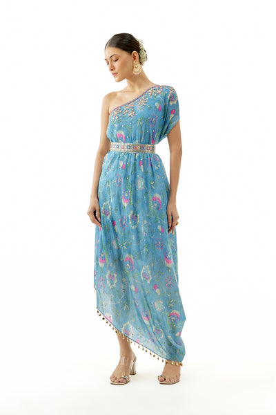 Gopi Vaid One shoulder Dress indian designer wear online shopping melange singapore