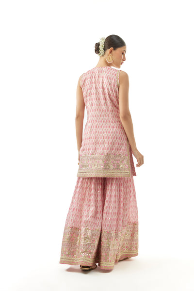 Gopi Vaid Dhruvi Sharara Set Pink Indian designer wear online shopping melange singapore