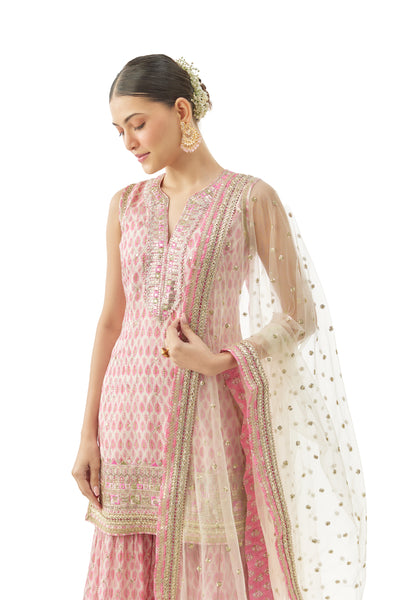 Gopi Vaid Dhruvi Sharara Set Pink Indian designer wear online shopping melange singapore