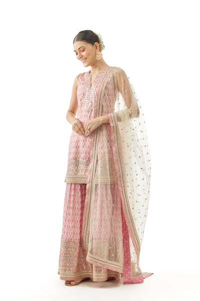 Gopi Vaid Dhruvi Sharara Set Pink Indian designer wear online shopping melange singapore
