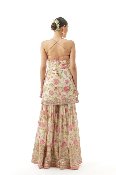 Gopi Vaid Dhvanika Halter Set Ivory indian designer wear online shopping melange singapore