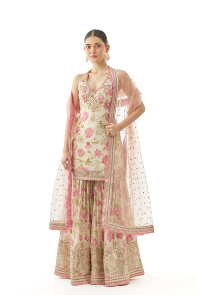 Gopi Vaid Dhvanika Halter Set Ivory indian designer wear online shopping melange singapore