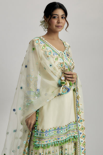 Gopi Vaid Friya Short Kurta Sharara Set Indian designer wear online shopping melange singapore