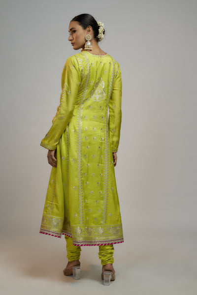 Gopi Vaid Golconda Aarohi AG Set Lime Green indian designer wear online shopping melange singapore