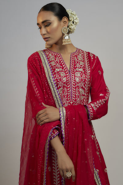 Gopi Vaid Golconda Aarohi Ag Set Red indian designer wear online shopping melange singapore