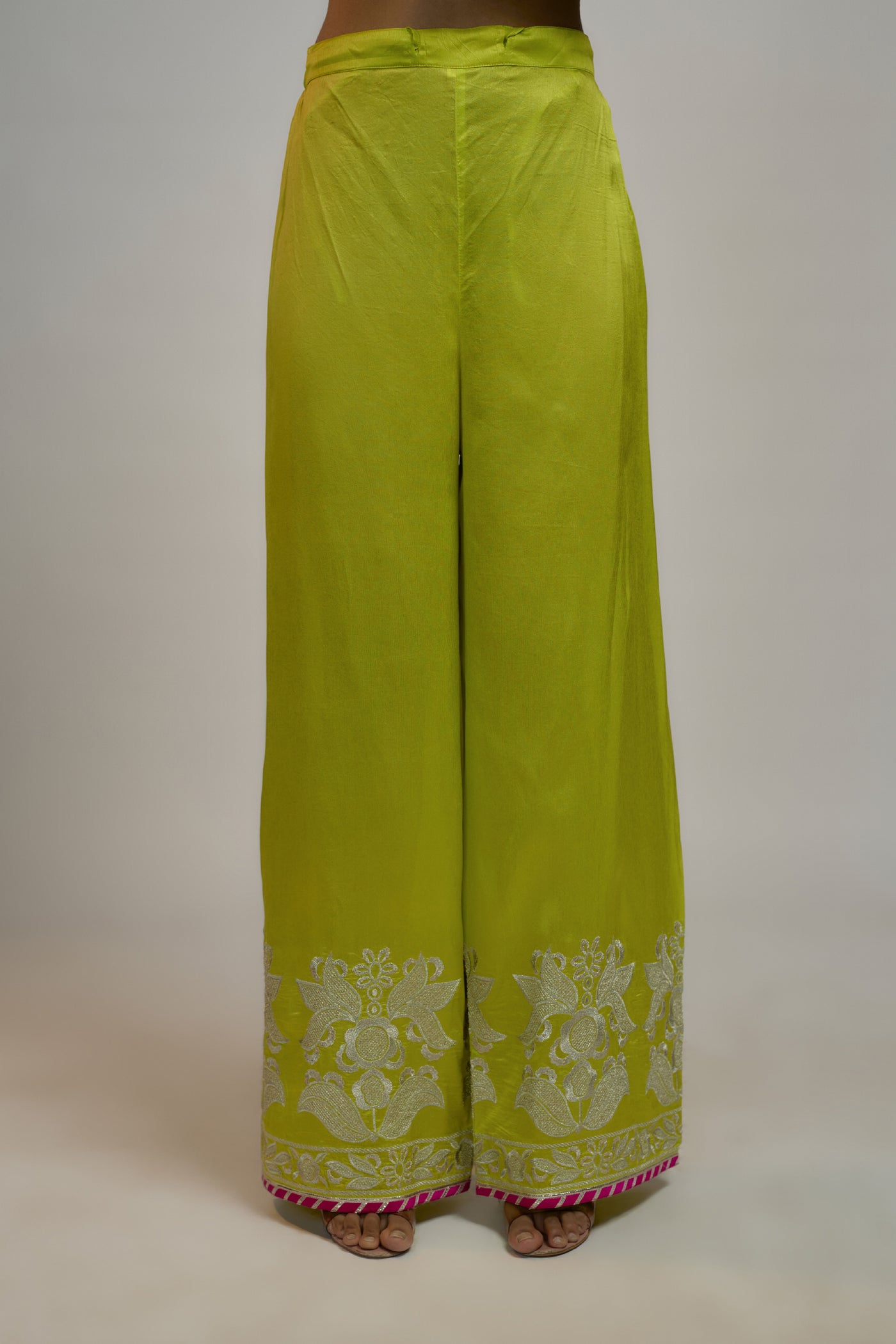 Gopi Vaid Golconda Amaya Palazzo Set Lime Green indian designer wear online shopping melange singapore