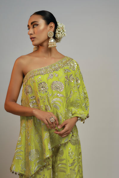 Gopi Vaid Golconda Arsh One shoulder Set indian designer wear online shopping melange singapore