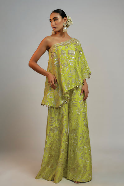 Gopi Vaid Golconda Arsh One shoulder Set indian designer wear online shopping melange singapore