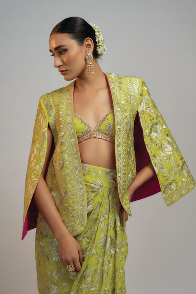 Gopi Vaid Golconda Dalnaz Blazer Lime Green indian designer wear online shopping melange singapore