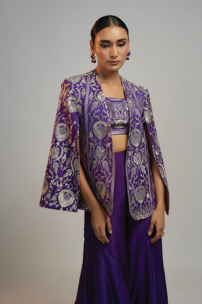 Gopi Vaid Golconda Dalnaz Blazer Purple indian designer wear online shopping melange singapore