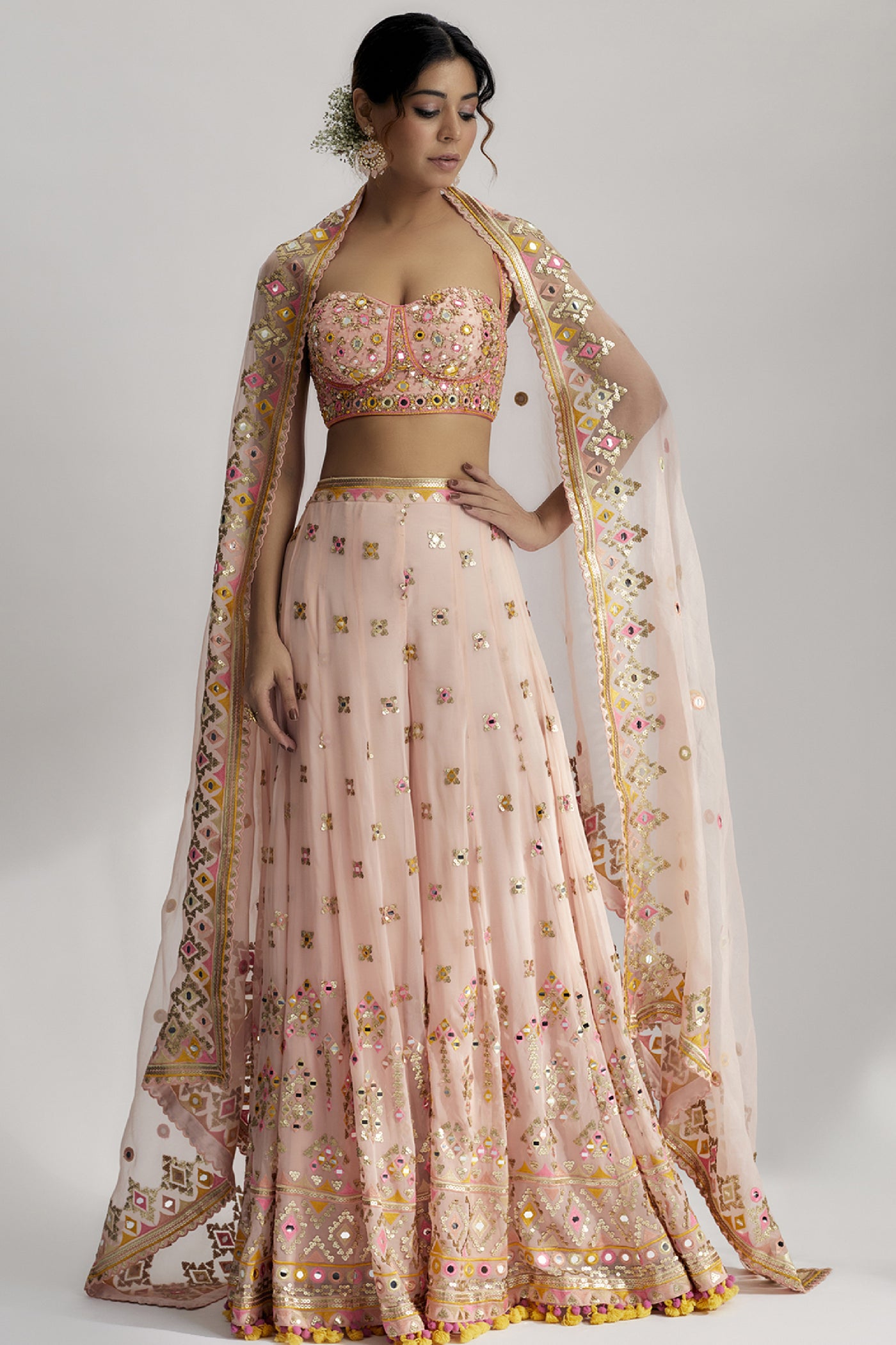 Gopi Vaid Ira Bustier With Flared Pants indian designer wear online shopping melange singapore