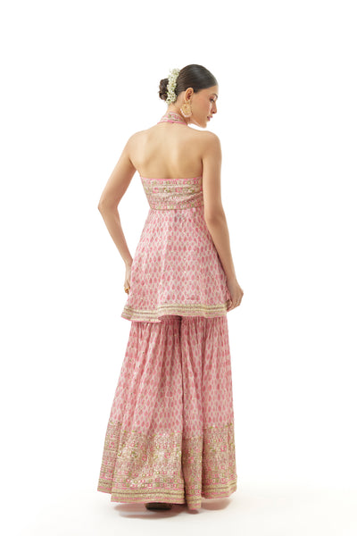 Gopi Vaid Janhavi Peplum Set Pink indian  designer wear online shopping melange singapore