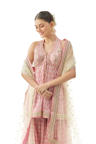 Gopi Vaid Janhavi Peplum Set Pink indian  designer wear online shopping melange singapore