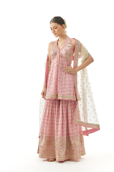 Gopi Vaid Janhavi Peplum Set Pink indian  designer wear online shopping melange singapore