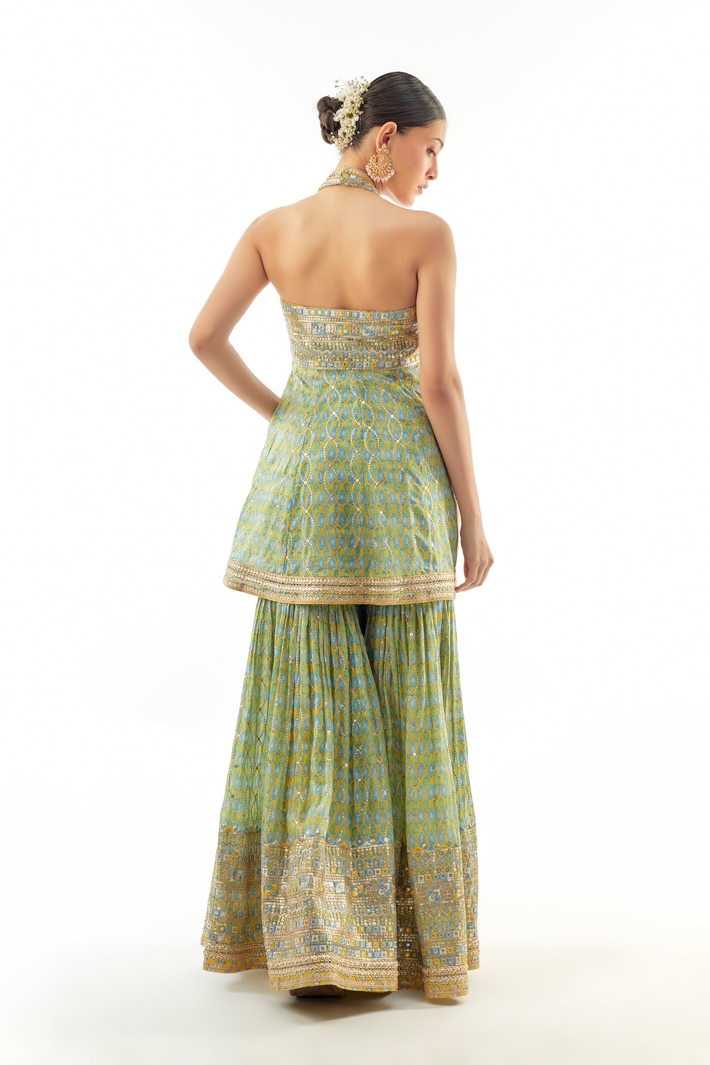 Gopi Vaid Janhavi Peplum Set Yellow indian  designer wear online shopping melange singapore