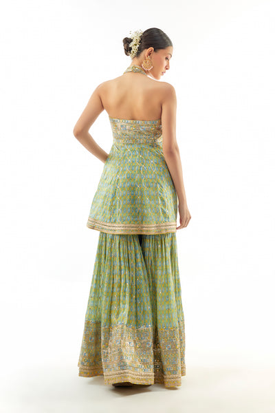 Gopi Vaid Janhavi Peplum Set Yellow indian  designer wear online shopping melange singapore