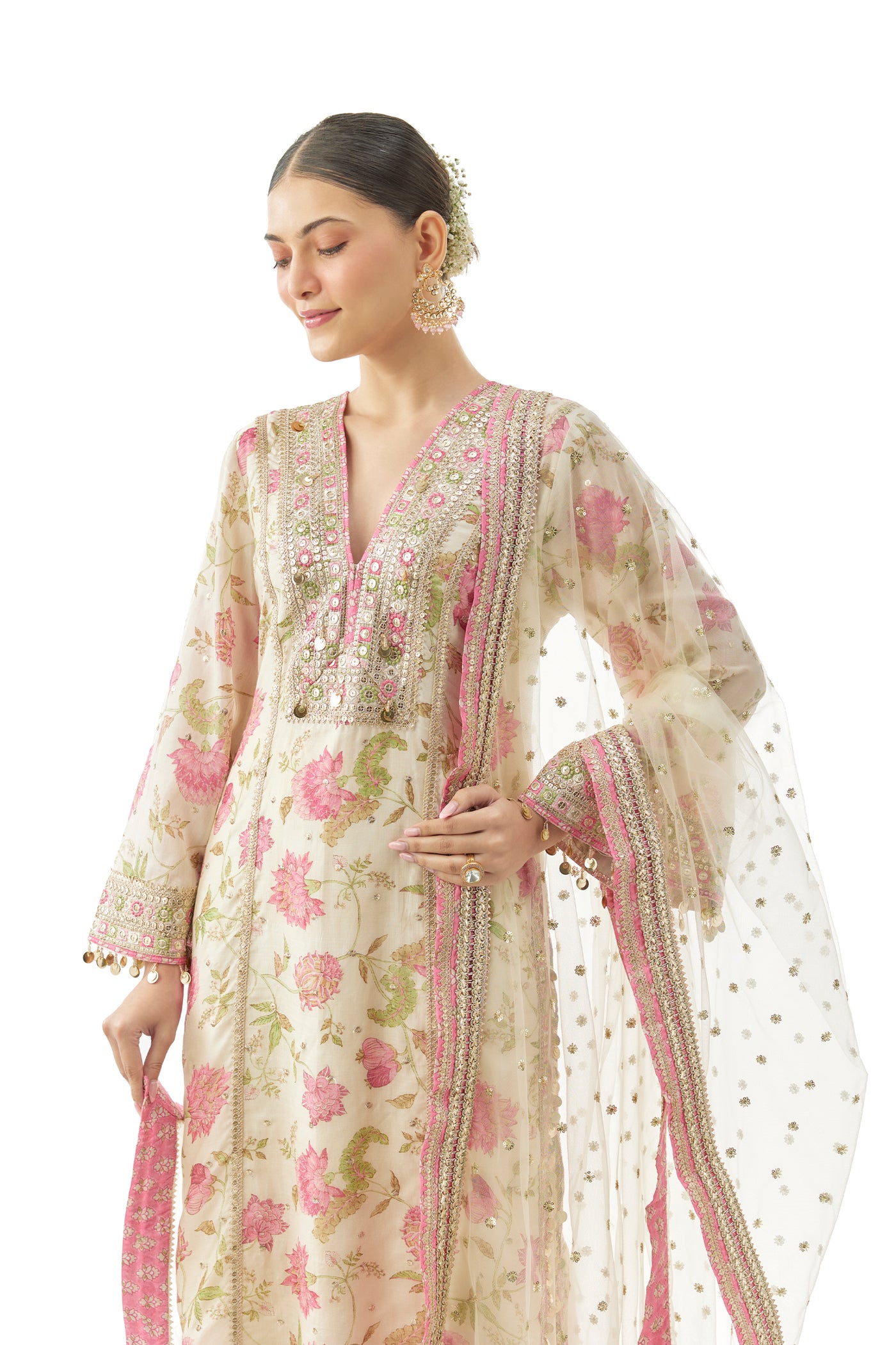Gopi Vaid Kavya Tunic With Palazzo And Dupatta indian designer wear online shopping melange singapore