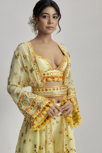 Gopi Vaid Mitali Jacket Set With Flared Pants indian designer wear online shopping melange singapore