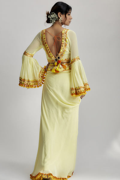 Gopi Vaid Naira Drape Skirt Set indian designer wear online shopping melange singapore