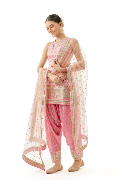 Gopi Vaid Nandini Kurta With Farshi Salwar Set indian designer wear online shopping melange singapore