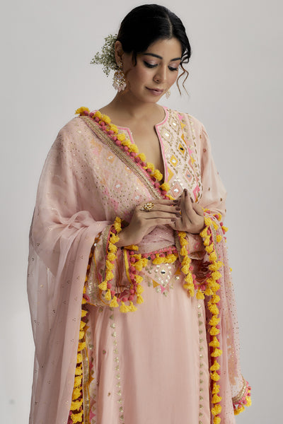 Gopi Vaid Nishika Long Kurta With Palazzo indian designer wear online shopping melange singapore