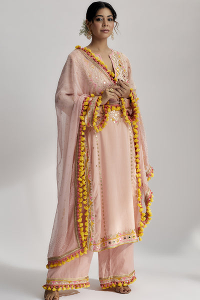 Gopi Vaid Nishika Long Kurta With Palazzo indian designer wear online shopping melange singapore 