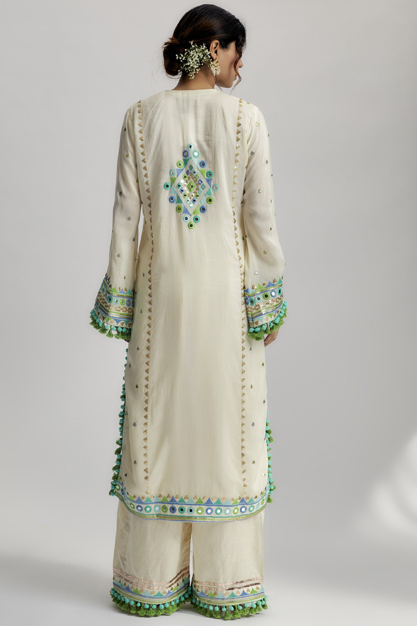 Gopi Vaid Nishika Long Kurta with Palazzo indian designer wear online shopping melange singapore