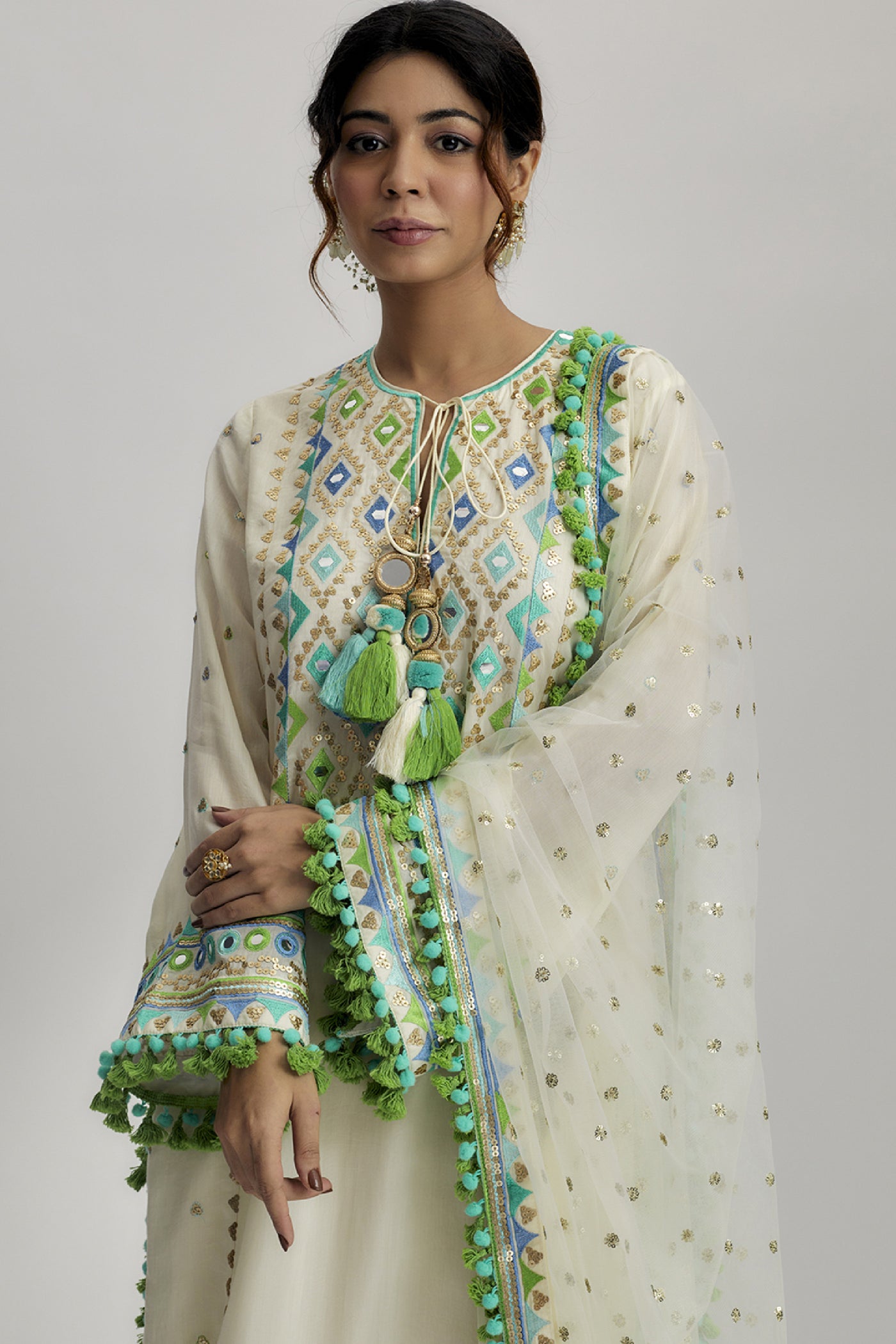 Gopi Vaid Nishika Long Kurta with Palazzo indian designer wear online shopping melange singapore