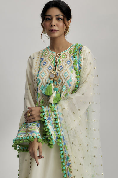 Gopi Vaid Nishika Long Kurta with Palazzo indian designer wear online shopping melange singapore 