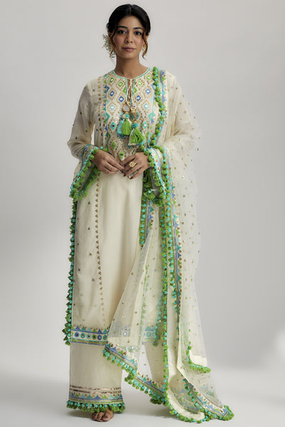 Gopi Vaid Nishika Long Kurta with Palazzo indian designer wear online shopping melange singapore 
