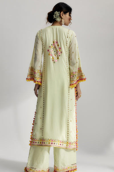 Gopi Vaid Nishika Long Kurta With Palazzo Mint indian designer wear online shopping melange singapore 