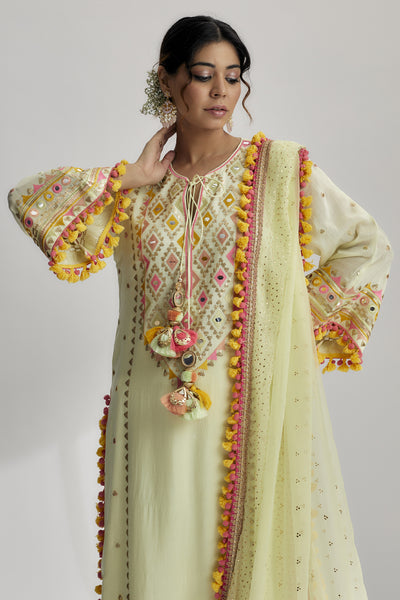 Gopi Vaid Nishika Long Kurta With Palazzo Mint indian designer wear online shopping melange singapore 