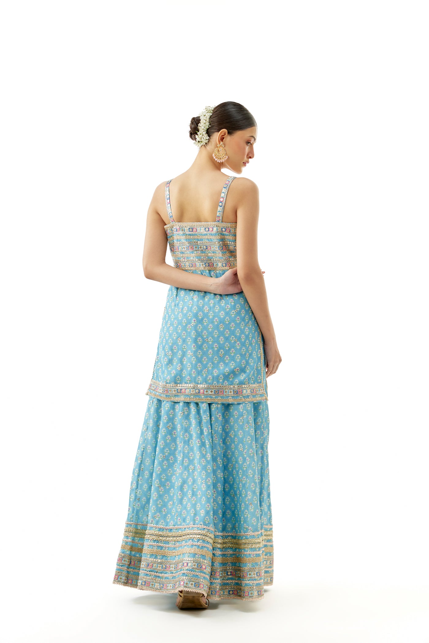 Gopi Vaid Nitya Strappy Set Blue indian designer wear online shopping melange singapore
