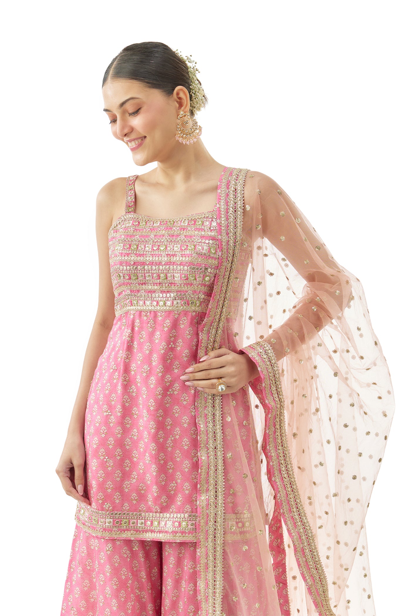 Gopi Vaid Nitya Strappy Set Pink indian  designer wear online shopping melange singapore