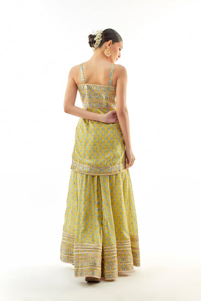 Gopi Vaid Nitya Strappy Set Yellow indian designer wear online shopping melange singapore