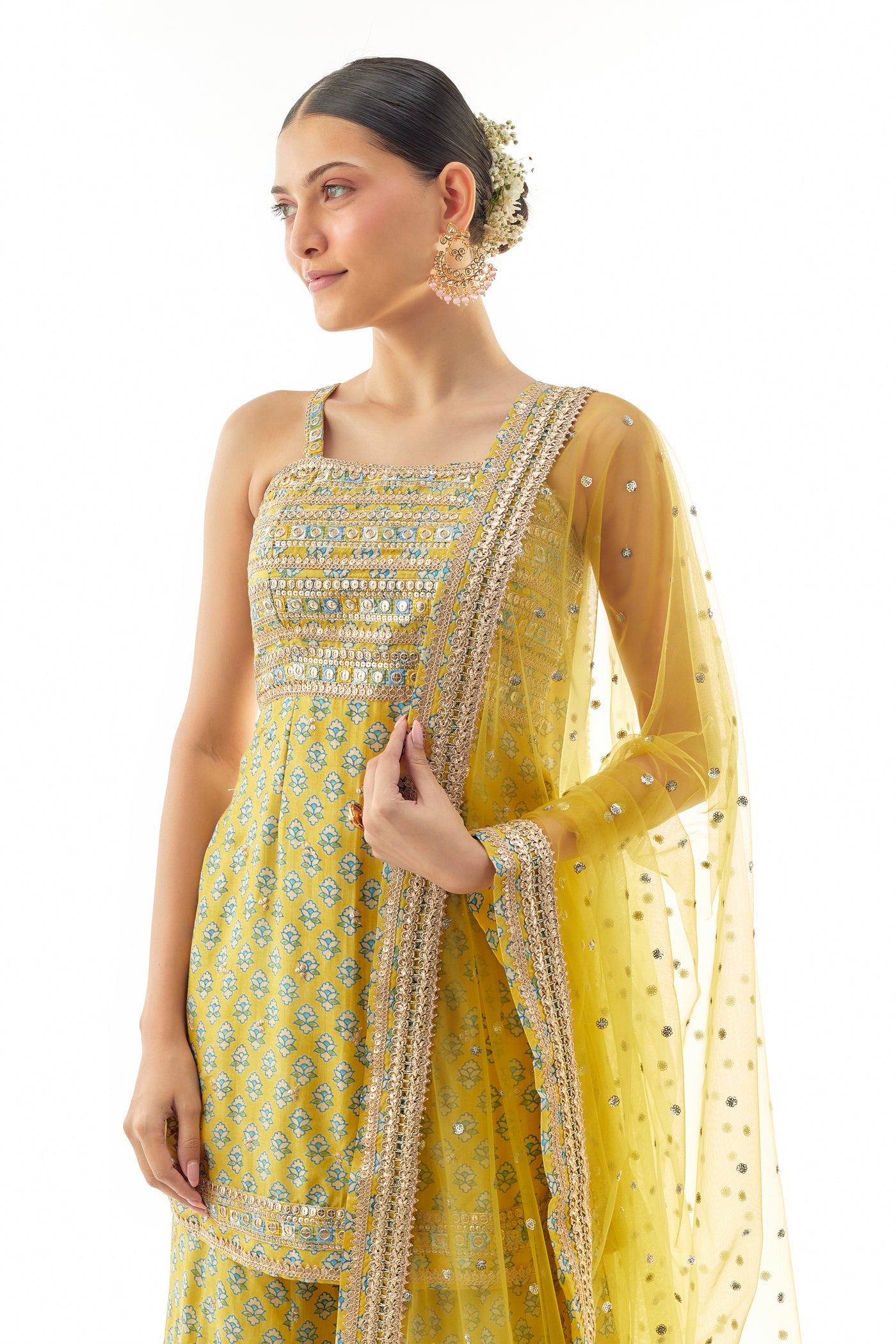Gopi Vaid Nitya Strappy Set Yellow indian designer wear online shopping melange singapore