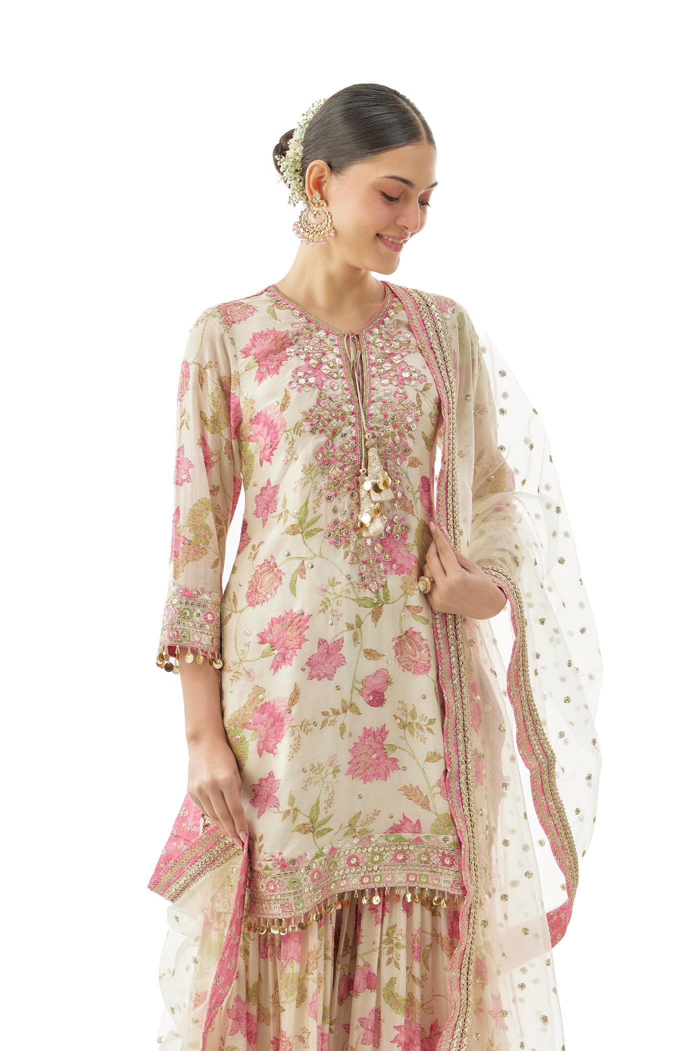 Gopi Vaid Niyati Sharara Set Ivory indian designer wear online shopping melange singapore